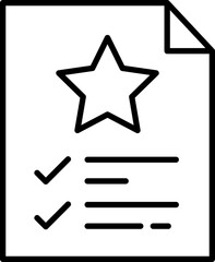 Obraz premium Document with checklist and star symbol line icon