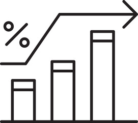 Graphical representation of growth metrics line icon