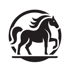 Obraz premium Powerful Black Horse Silhouette Vector Graphic