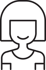 Minimalist line drawing of a woman smiling line icon
