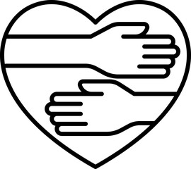 Heart shape with hands illustration line icon