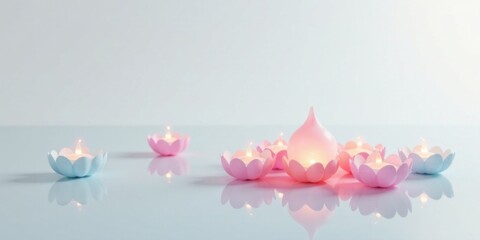 Fototapeta premium Serene Glow Pastel Floral Candles Create a Tranquil Atmosphere of Peace and Calm