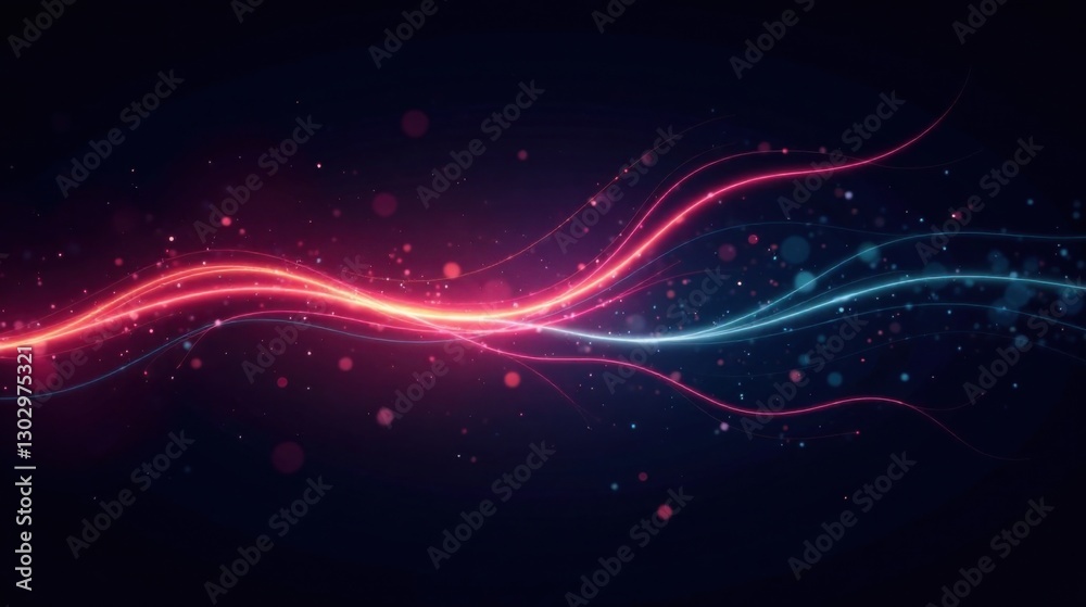 Fototapete Abstract Glowing Waveforms Dynamic Curves of Light and Energy in a Dark Space