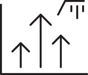 Growth chart with upward arrows line icon