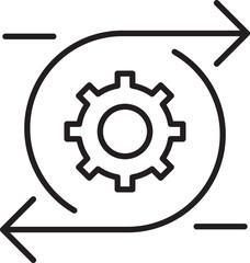 Cyclic gear icon with arrows line icon