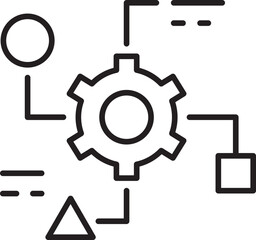 Abstract gears and shapes illustration line icon