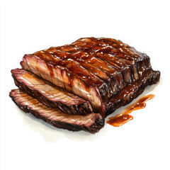 Juicy barbecue beef brisket with sauce, sliced and ready to serve