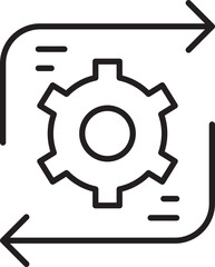 Gear icon with circular arrows design line icon