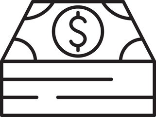 Money stack illustration with dollar sign line icon