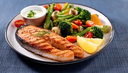 grilled salmon with vegetables