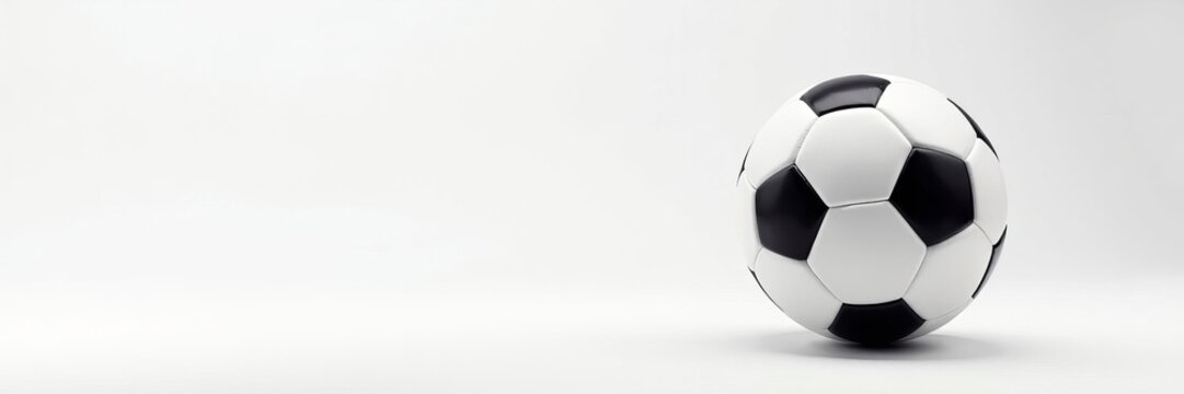 Soccer ball with clean design on a white backdrop, sports gear, sports, leisure - Powered by Adobe