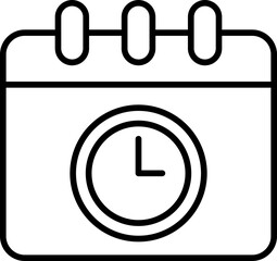 Calendar with clock icon illustration line icon