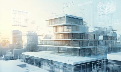 Modern architectural building design with glass exterior.