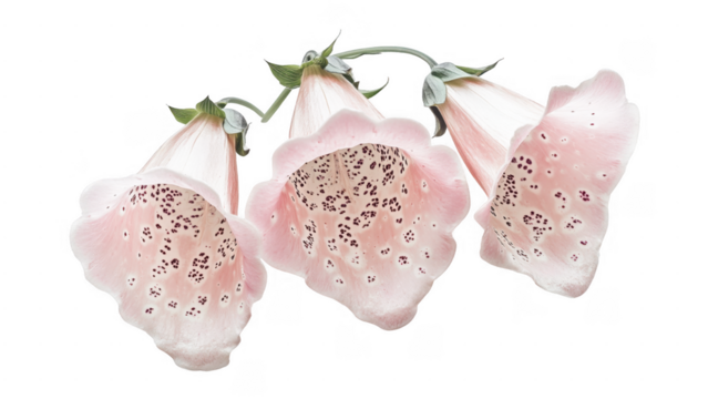 Three Delicate Pink Foxglove Flowers