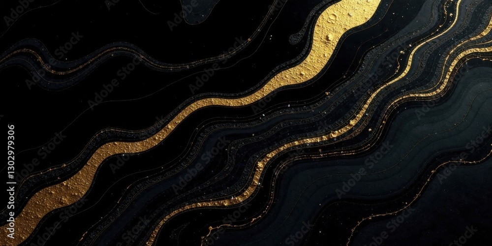 Poster abstract swirling black and gold texture an elegant design for luxurious projects