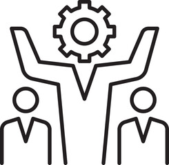 Teamwork and leadership concept illustration line icon