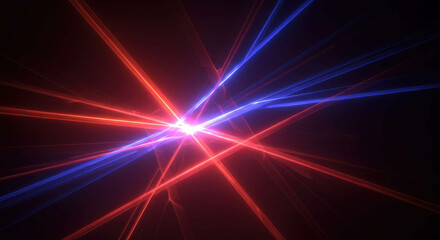 Obraz premium Abstract Red and Blue Laser Beams Crossing in Dark Background Futuristic Energy Design