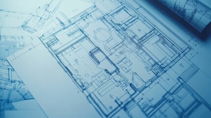 Detailed house blueprint with structural design elements.