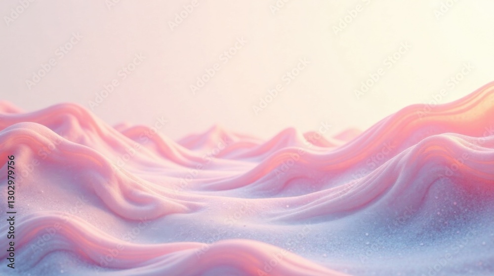 Poster Dreamlike Pink Undulating Landscape with Subtle Sparkle and Soft Light