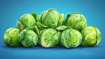 Fototapeta premium pile of brussels sprouts isolated,cartoon illustration
