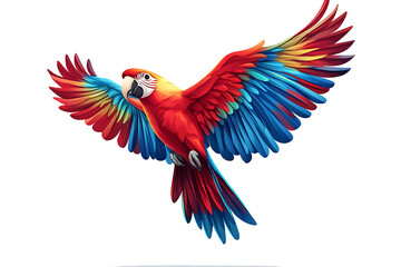 Obraz premium full body scarlet macaw with red body on transparency background PNG