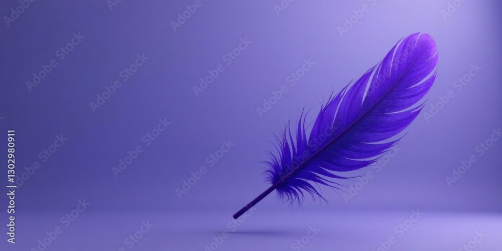 Aufkleber A single violet feather floats gently on a matching backdrop, creating an image of serene elegance and understated beauty.