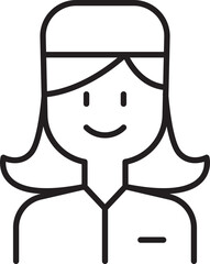 Smiling female character illustration line icon