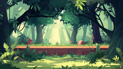 Sunlit Forest Platformer Scene