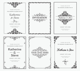 Frame for invitation in modern vintage style. Frame template for cards, posters, banners