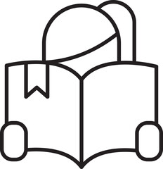 Reading a book with a bookmark illustration line icon