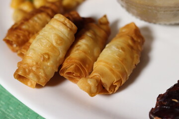 Flaky pastry filled with cheese.