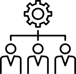 Team structure with gear icon above members line icon