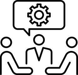 Business discussion with gears illustration line icon