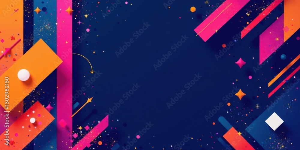Aufkleber vibrant abstract background with colorful geometric shapes and sparkling confetti for festive design