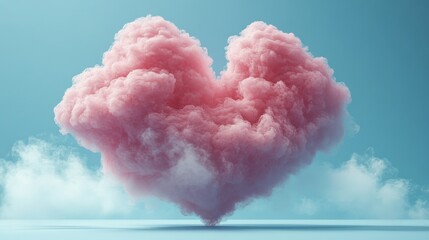 pink heart shaped cloud floating isolated,cartoon illustration