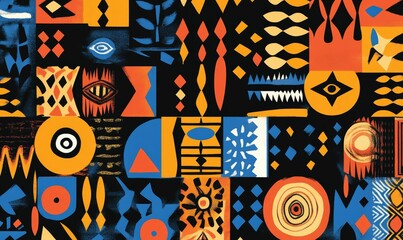 Colorful abstract geometric pattern design mosaic.