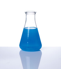 Laboratory test glass container on a transparent background