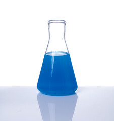 Laboratory test glass container on a transparent background