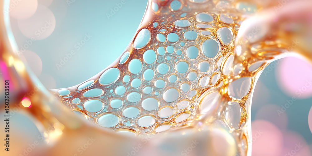 Poster intricate design showcases a mesmerizing 3d fractal structure that features iridescent and transluce