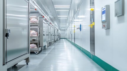 Modern poultry processing facility with 3Dprinted components and hightech machinery