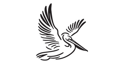 Continuous one single minimal line drawing Pelican