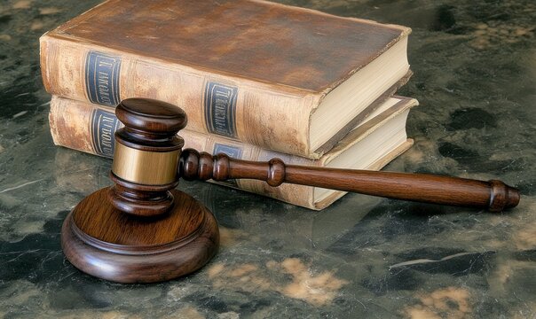 Gavel and law books on a table, representing the parallelism of the justice system in society