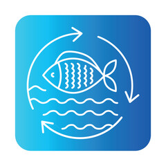 Aquatic ecosystem  color line icon for digital and print projects.  Minimal clean icons for apps and websites.
