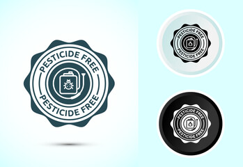 Pesticide free icon design illustration. Certified natural product sticker symbol illustration. Color black and white