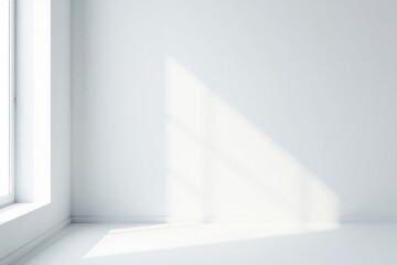 Sunlight Illuminates Empty Room Corner, Offering a Clean and Minimalist Interior Space Ideal for Design Presentations or Mockups