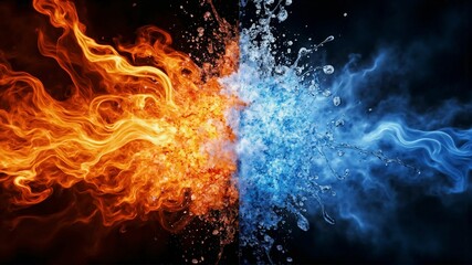 Fototapeta premium Abstract Collision of Fire and Ice Representing the Eternal Struggle Between Opposing Forces