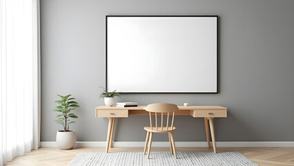 Elegant Living Room Wall Frame Mockup – Interior Design with House Background