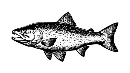 Vector engraving of a fish depicted in detailed illustration showcasing its features and characteristics