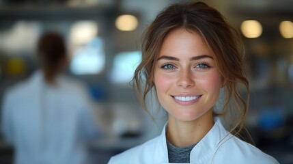 Naklejka premium portrait of a smiling female dentist in modern dental office environment