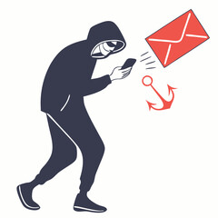 email hack and scam malware spreading virus on message alert virtual on mobile phone